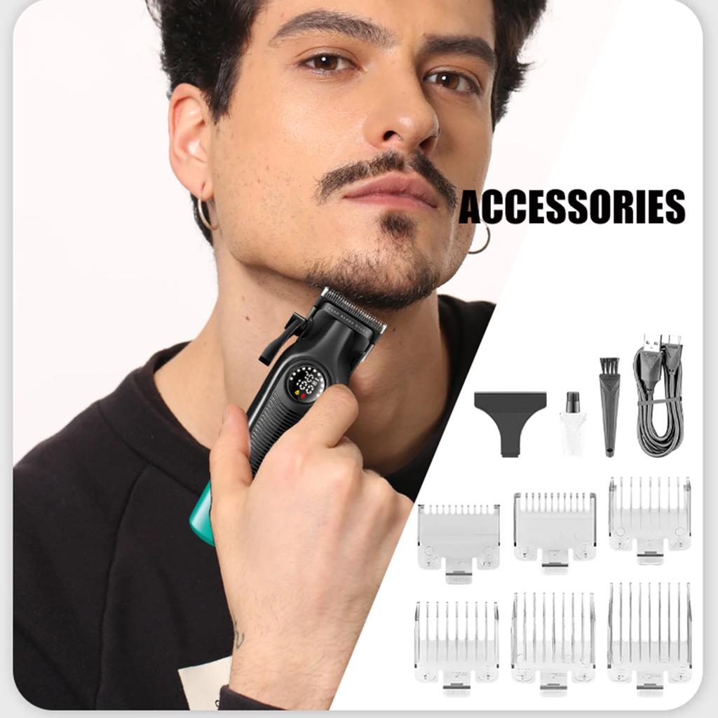 Original VGR V-196 Gradient Metal Body Hair Trimmer Men's Electric Hair Clipper LED Intelligent Digital Display Home Carving Pusher Home Hair Trimming