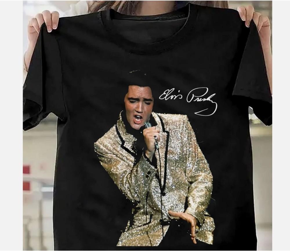 NEW Elvis Presley Signature Short Sleeve Gift For Fan Black All Size Shirt