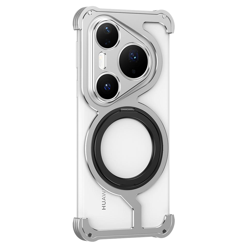 For Huawei Pura 80 Pro/Pura 80 Pro+ Metal Case Rotating Kickstand Heat Dissipation Frameless Phone Bumper Cover with Lens Protector