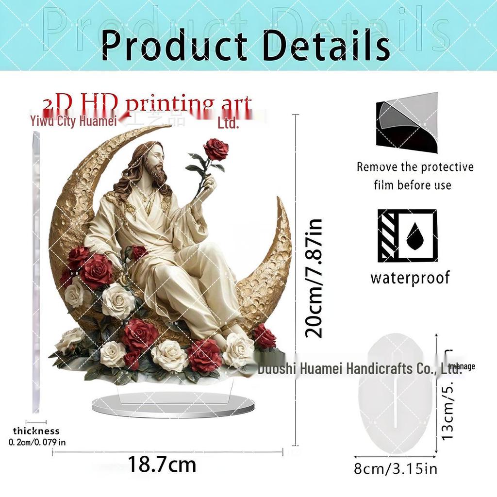 Cross-Border New Moon Lighthouse 2D Acrylic Ornament - Home and Festival Decoration.