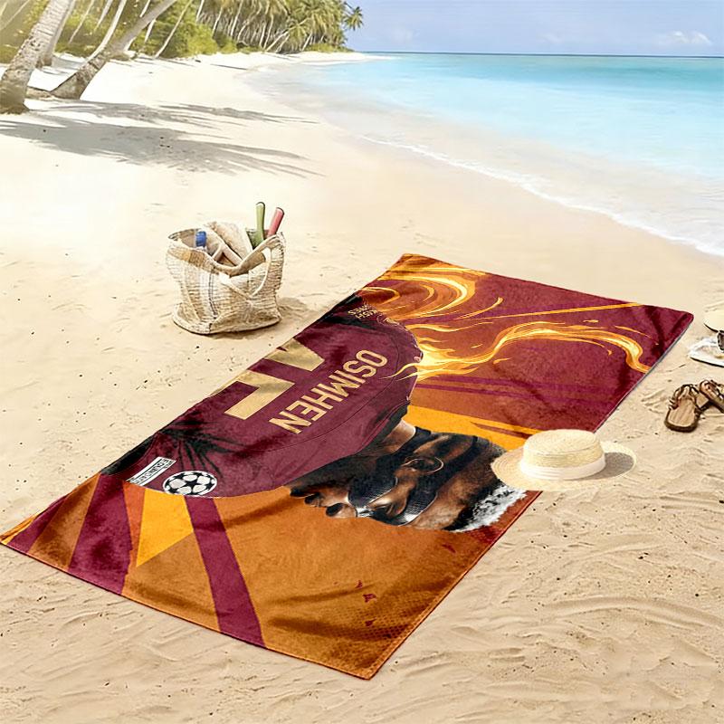 Victor Osimhen Print Beach Towel, Large Soft Quick Dry Towel for Beach Camping Swimming