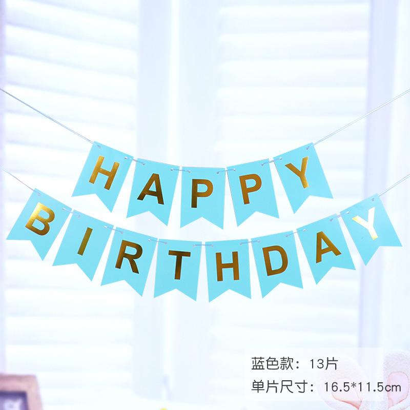 13pcs Happy Birthday Letter Banner Bunting Banner Party Decoration Birthday Decoration