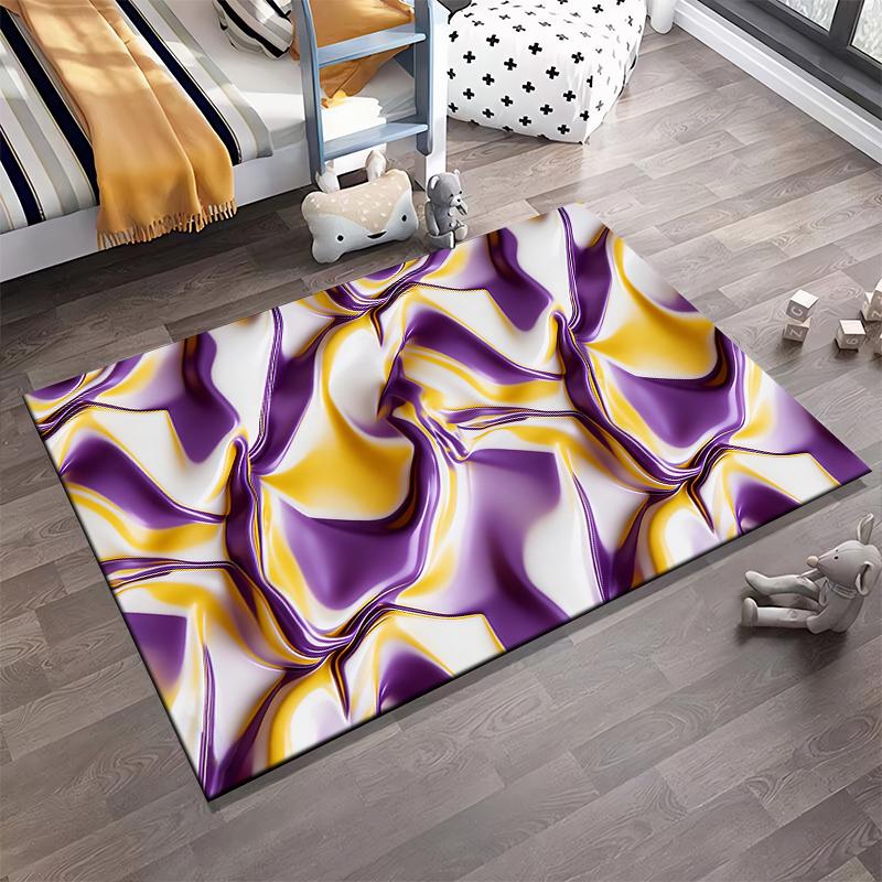 Abstract Purple and Gold Swirl Pattern Carpet for Modern Living Rooms Suitable for use as an anti-slip for living room bedroom sofas