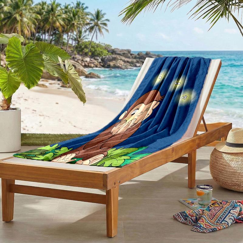 Curious George Fashion Beach Towel: Ideal for Summer Adventures Soft, Absorbent and Quick Drying Suitable for Swimming and Bathing