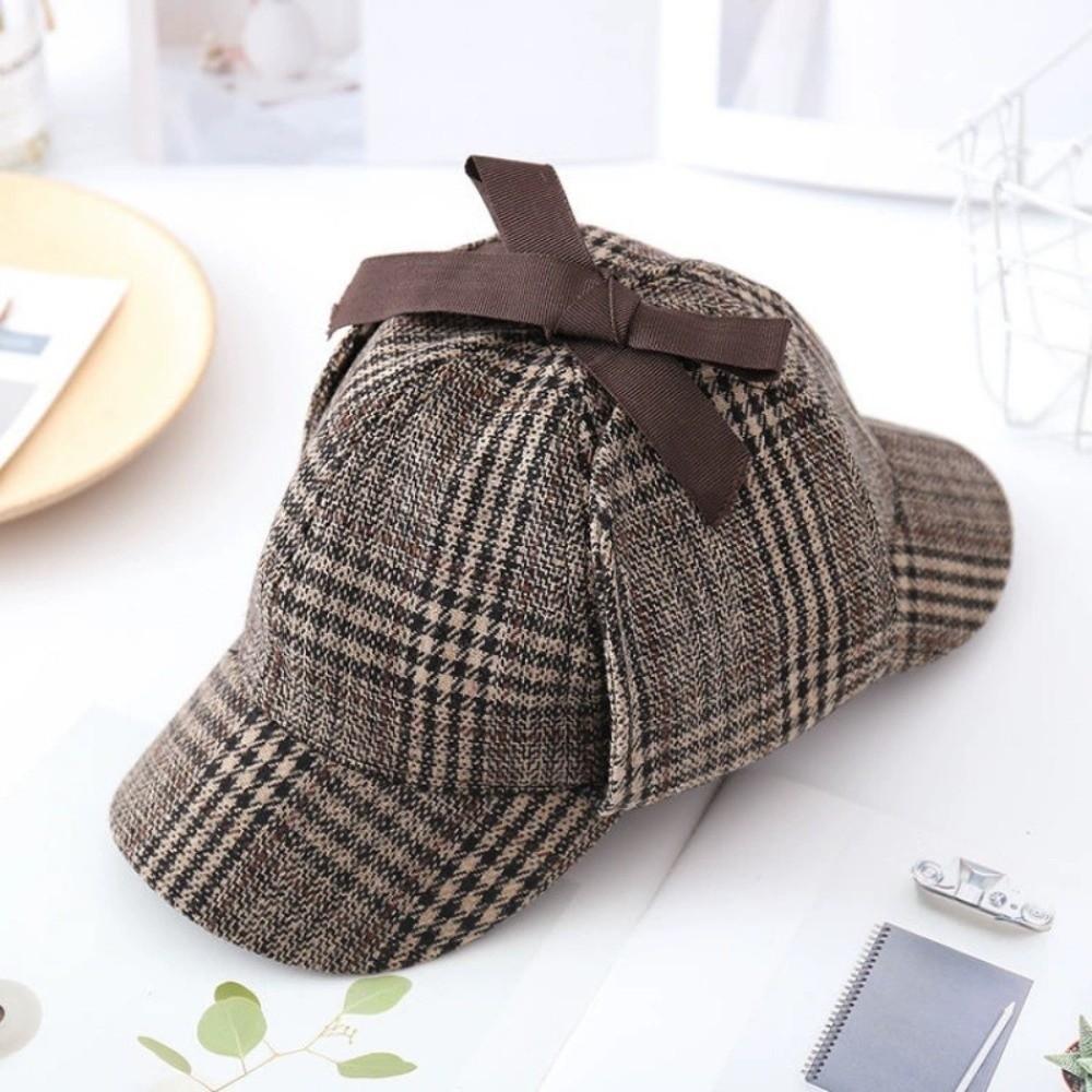 Striped Pattern Ear Protection Cap Double-Cap Brim Snapback Caps Fashion Baseball Cap Women B