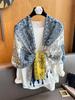 Women'S Floral Print Scarf 180X90Cm Warm Fashion Shawl With Tassels Lightweight Rectangular Sand-Proof Beach Wrap Muslim Hijab