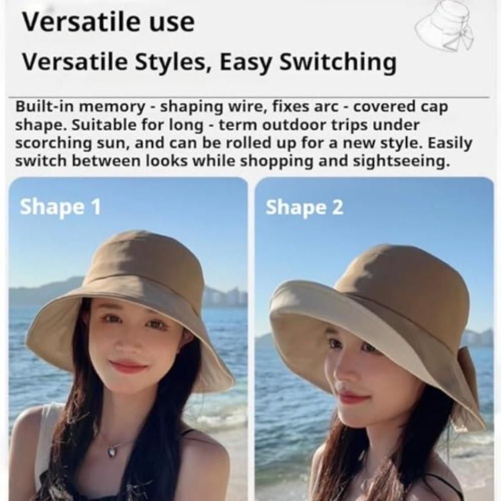 360° Protection Bucket Hats Bowknot Sun Protective Hat New Fisherman's Hat Outdoor Travel
