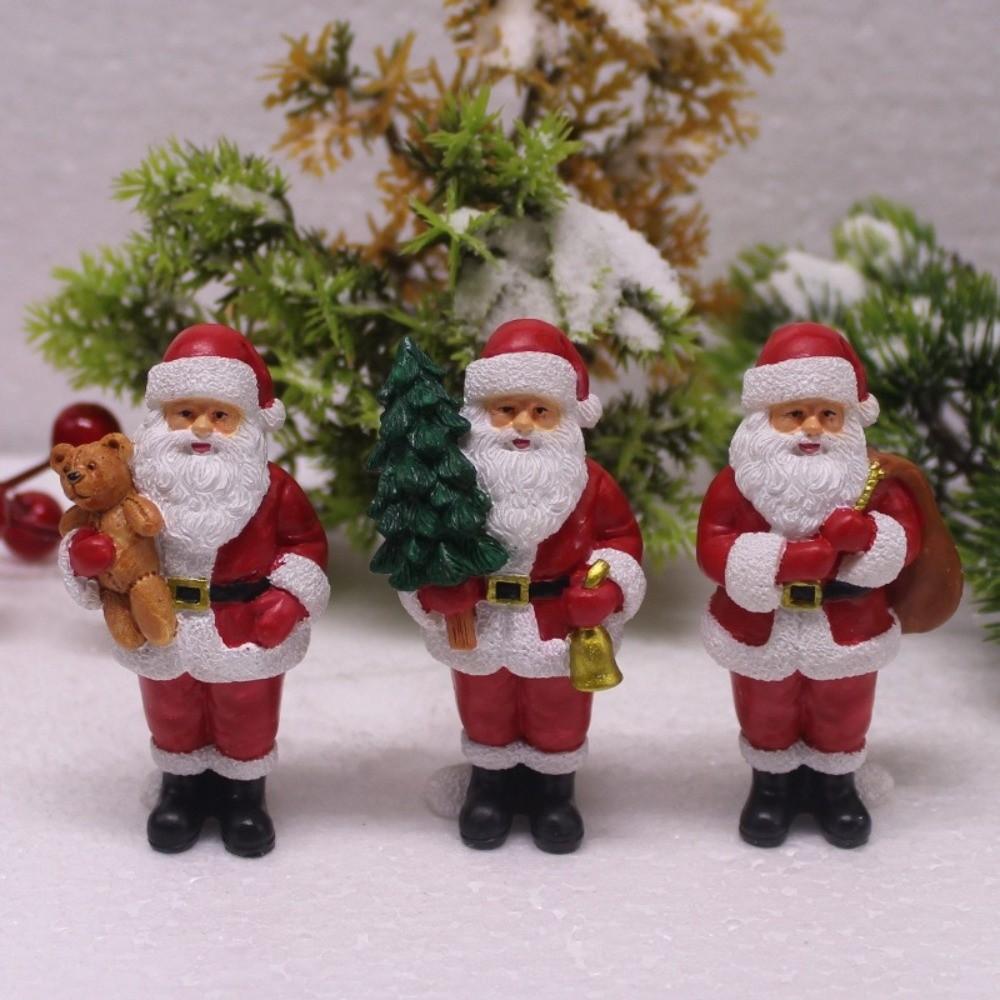 Mini Size Christmas Ornaments Micro Landscape Home Decor Santa Claus Figurine Cute Resin Craft Christmas Santa Tabletop