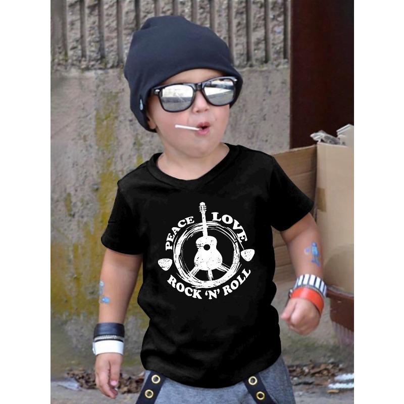 Casual Short-Sleeve T-Shirt for Boys Featuring Peace And Love 110 чёрный