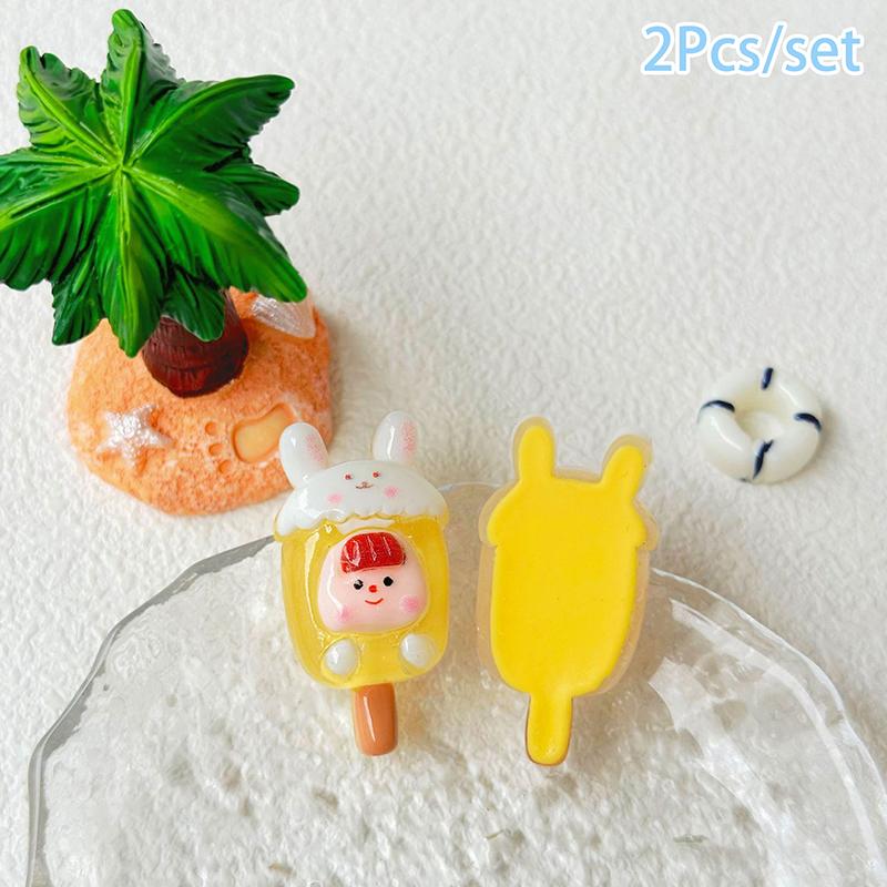 2Pcs Luminous Popsicle Doll Micro Landscape Figure Ornament Outdoor Glowing Miniature Statue Potted Mini Garden Accessories