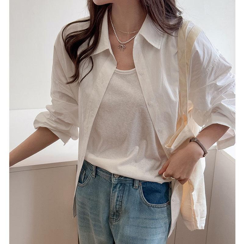 Spring Autumn Polo-neck Solid Casual Fashion Shirt Women Long Sleeve Single Breasted Cotton Blouse Cardigan Top