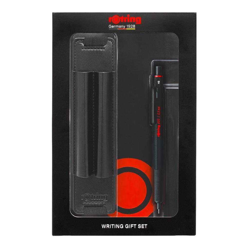 Rotring SHARP Mechanical Pencil mm 600 black Gift Box with Pen Pouch and Notebook with Shopper 1904443GB 0.5