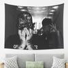Black and White Retro Tattoo Rap Portrait Tapestry Hanging Cloth Trendy Cool Wall Decoration Room Decoration