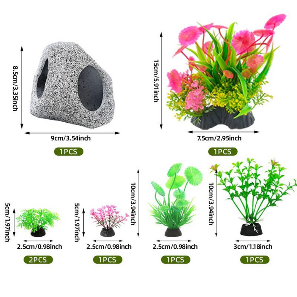 

Fish Decorations For Tank Artificial Plants Rock Cave Ornament Set Fish Tank Accessories Decorations For Aquatic Pets Betta