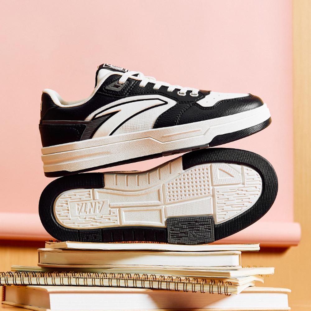 Anta Street Fun Lite Classic Color Block Trendy Non-Slip Wear-Resistant Low-Top Skate Shoes Women Skate Shoes Black White 122538051-7