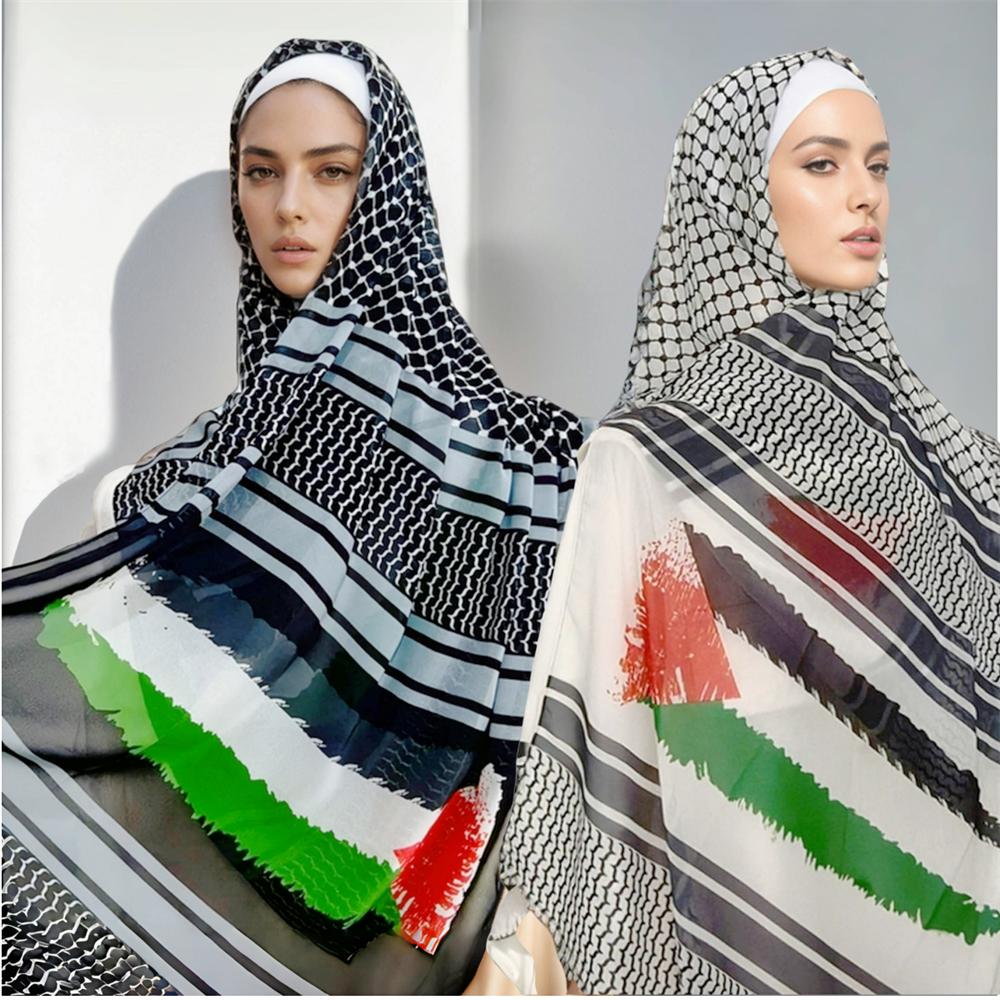 Nuovo Kuffiyeh Hijab Sciarpa in Chiffon Sciarpe Musulmane Islamiche Sciarpa Echarpe Traspirante Foulard Hijab da Donna Stampati
