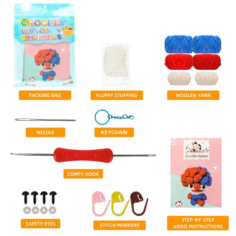 Beginners Crochet Kit Complete Beginner Crochet Kit Red And Blue Doll Crochet Kit For Beginners Handmade Knitting Kit With