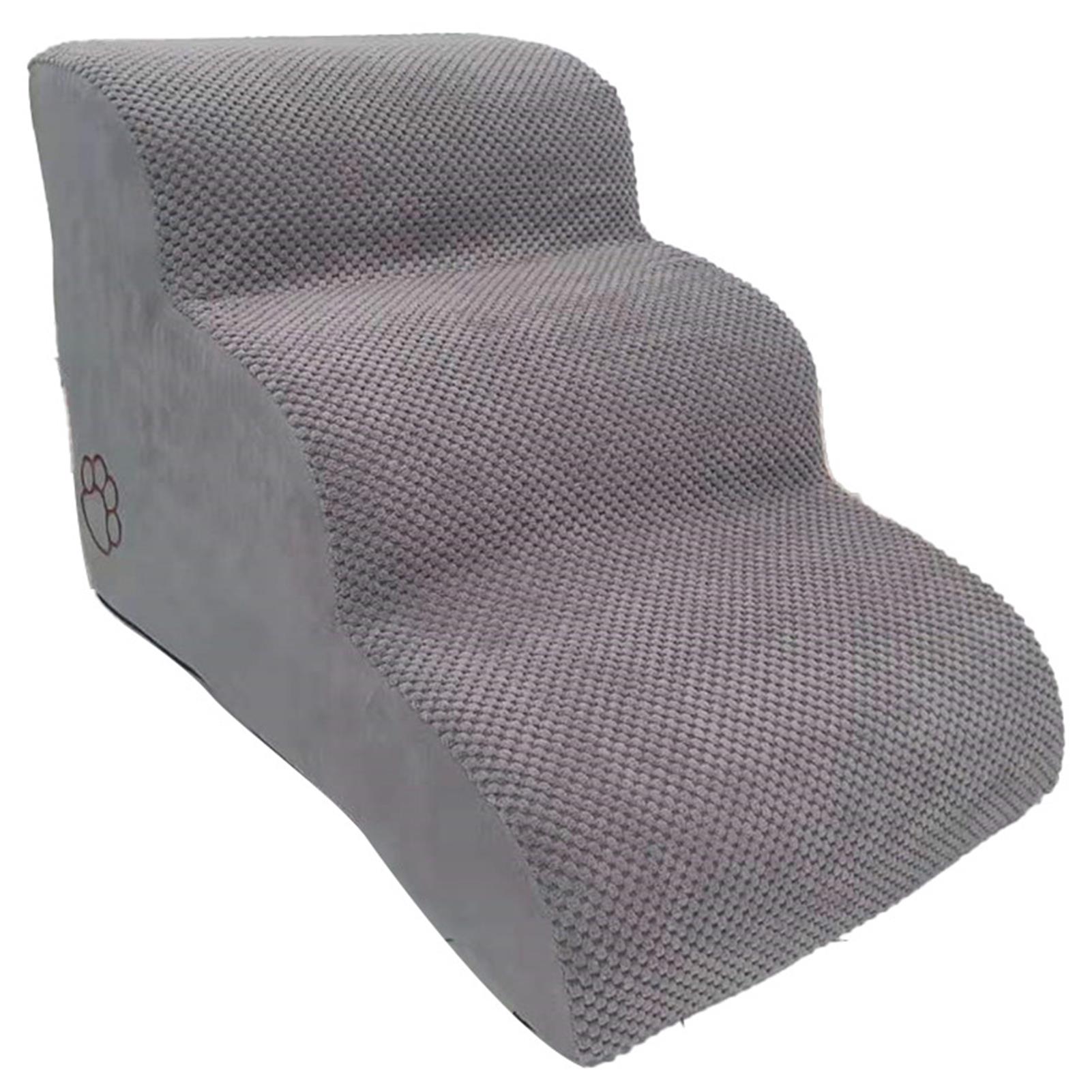 

Собачья лестница для маленьких собак, 3-уровневый пандус для собак с флисовым чехлом для кровати и дивана, нескользящий для помещений серый