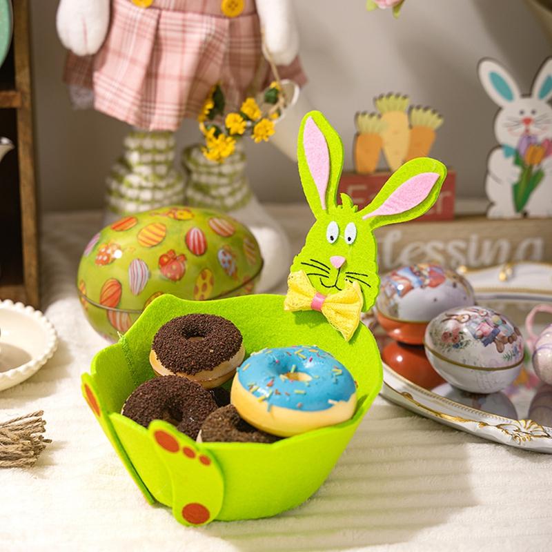 Easter Party Favors Bags with Bunny Ears Cute Candy Pouch & Gift Wrapping for Kids, Aesthetic Spring Celebration Storage Basket