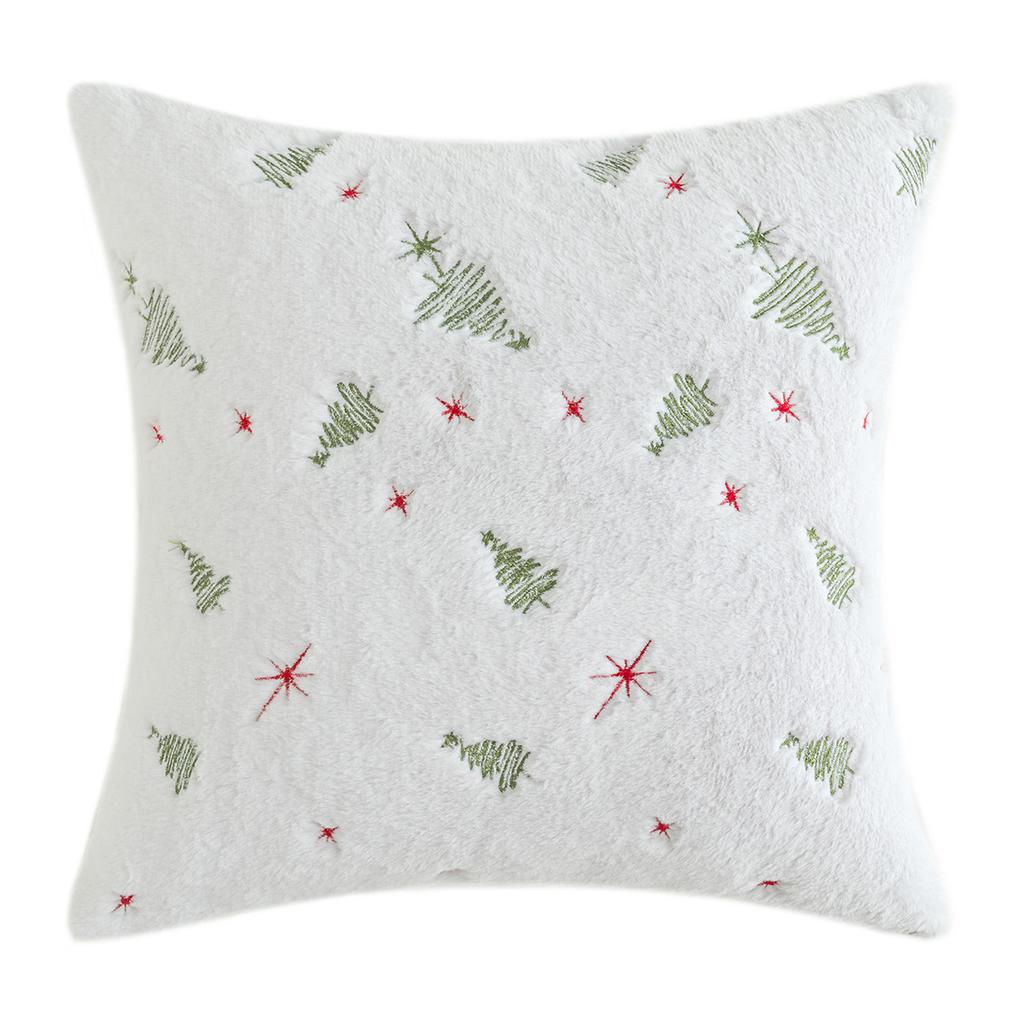 Christmas Tree Embroidery Pillowcase Plush Snowflake Embroidery Pillowcase Ins Style Christmas New Year Decorations