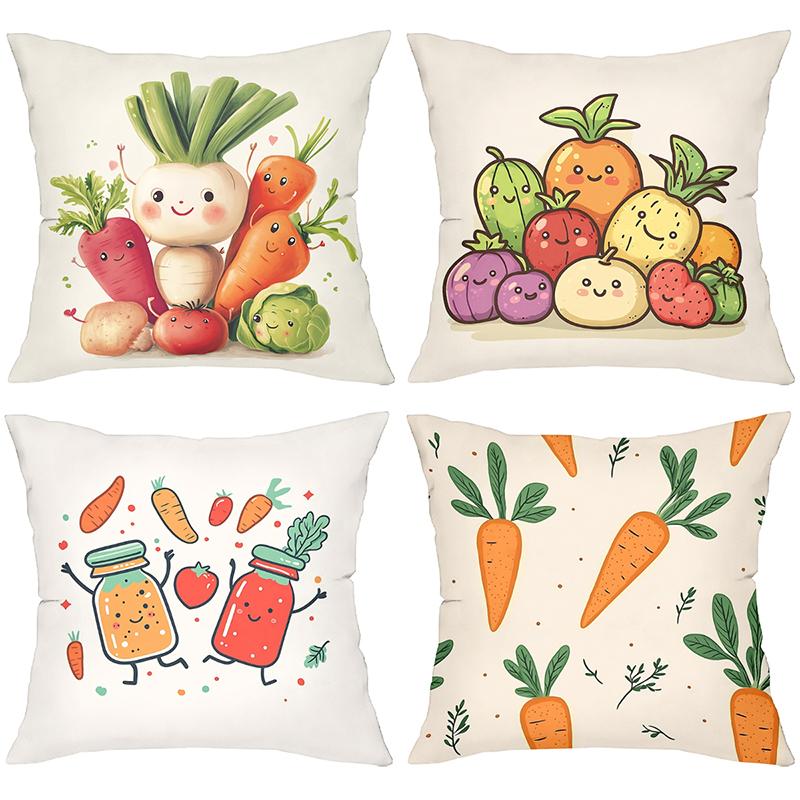 Cute Cartoon Vegetable Printed Throw Pillow Covers Polyester pillowcase, sofa decorative cushion cov Headboard Pillow