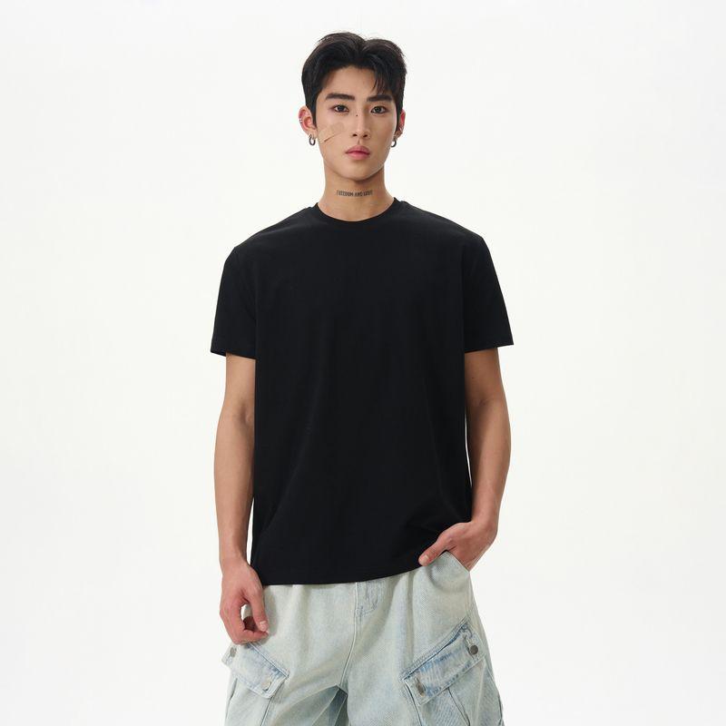 Kisko American Retro Basic Solid Color Casual Cool Short-Sleeve T-Shirt for Men and Women, Summer Commuting Loose Inner Top