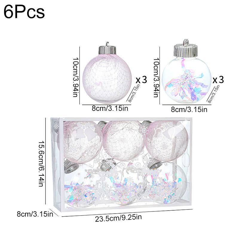 Christmas Transparent Home Decoration Mesh Design Exquisite Christmas Ornaments Venue Decoration Prop 6/12PCS/Set