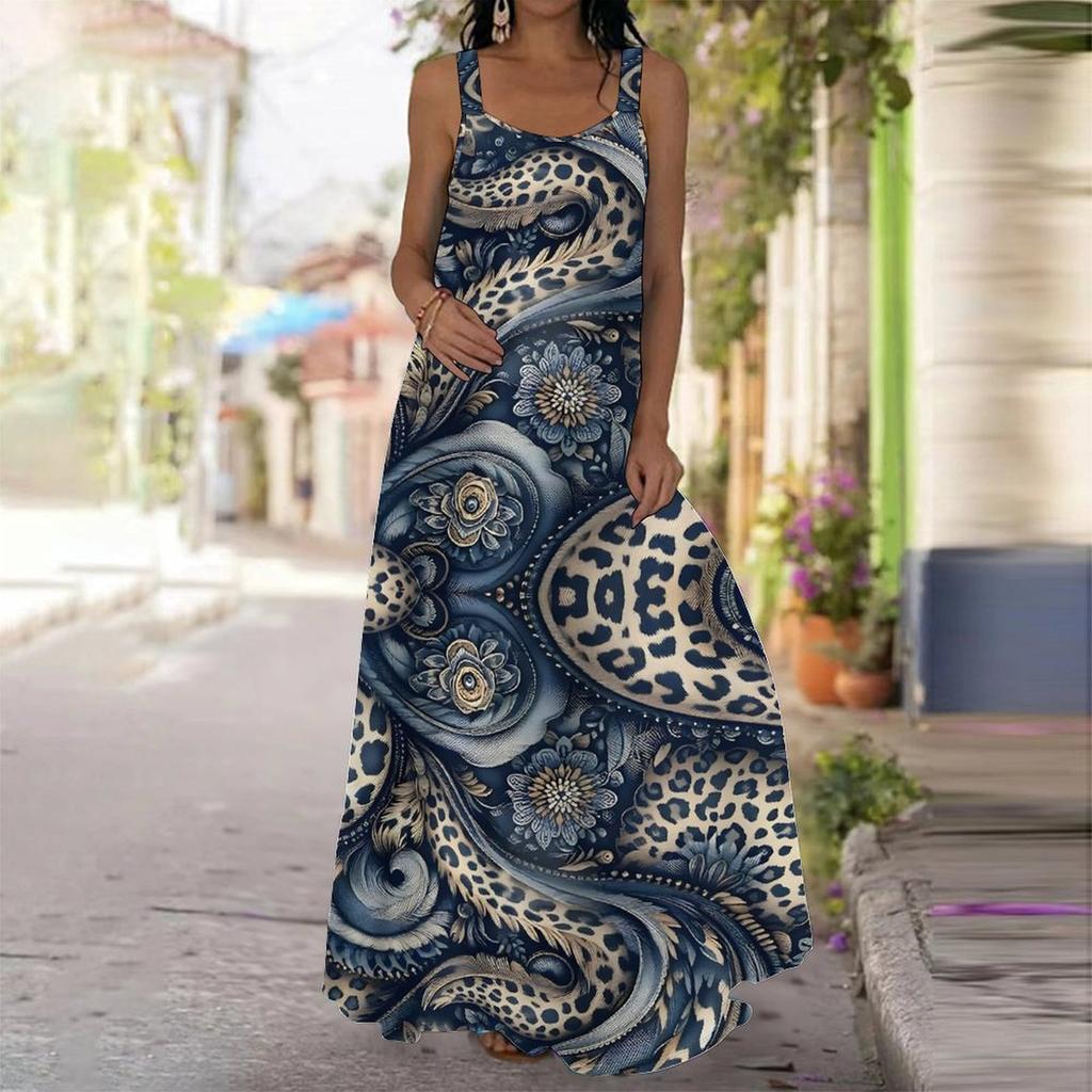Women's Slip Dress Maxi Long Dress Splicing Leopard Print Stitching Print Dress Spring & Summer Leisure Vacation