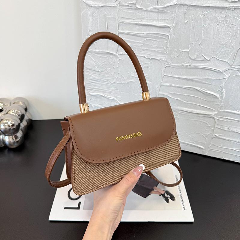 

Elegant texture fashionable women s splicing new design feeling underarm crossbody shoulder small square women s bag коричневый