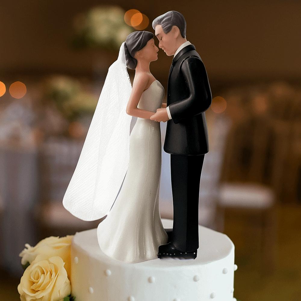 Elegant Cake Toppers Dolls Bride & Groom Figurines for Anniversaries,Engagements