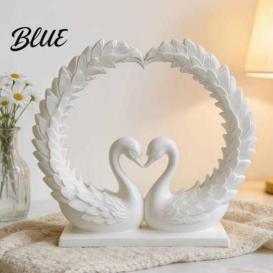 Romantic Home Accents Love Statue Heart Swan Shape 3D Printed Couple Figurine for Wedding Women Figurine Wife Modern Style