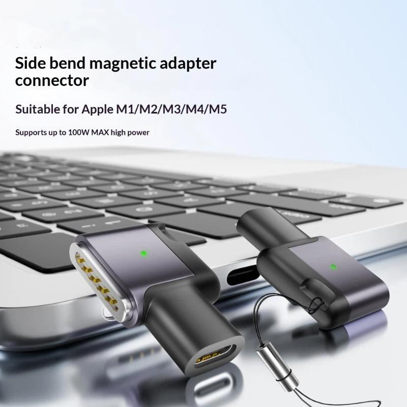 100W For Magsafe3 Side-Bend Magnetic Fast Charging Adapter Compatible With Air Pro M1 M2 M3 M4 M5 Pd Type-C To Magsafe3
