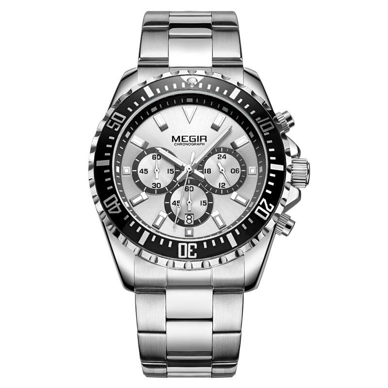 Men S Watch, Large Dial Chronograph Calendar Steel Belt Business Quartz Watch 2064