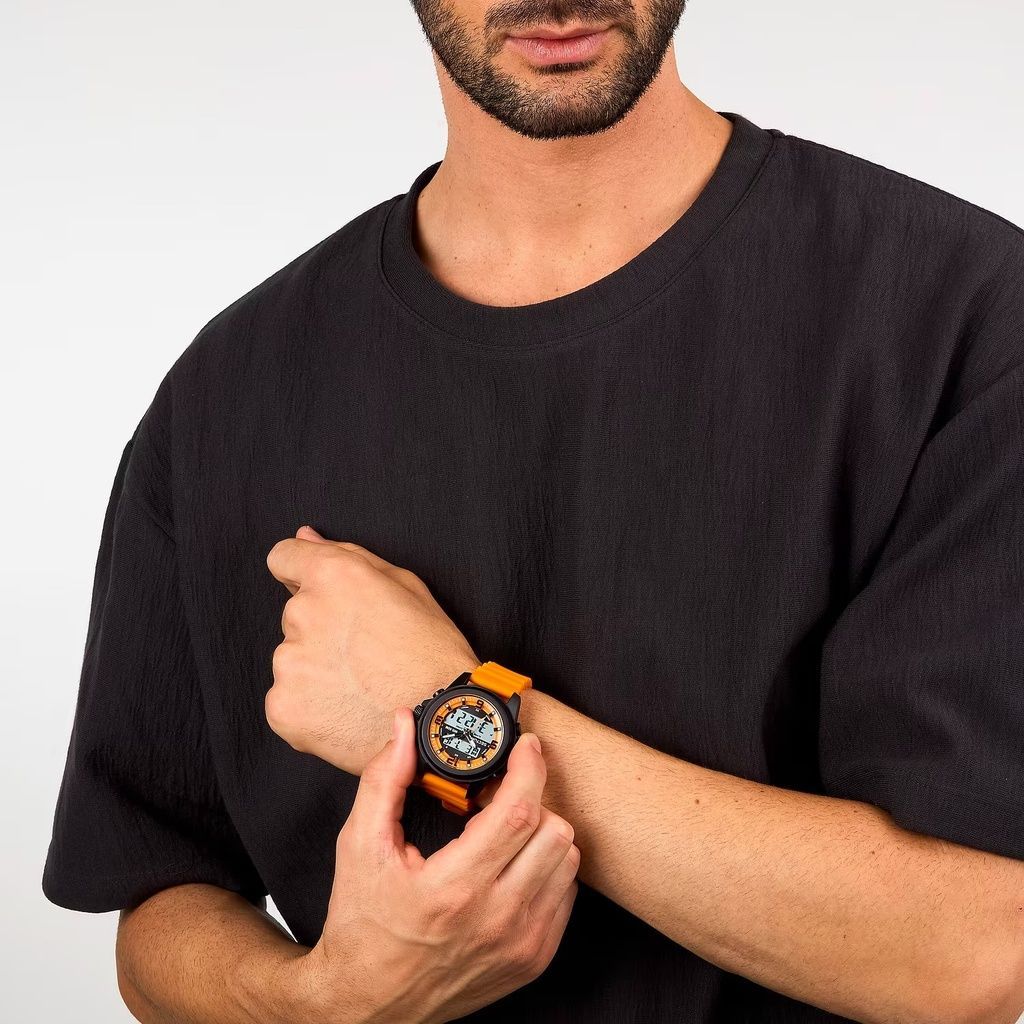 Sector Ex-48 Silicone Strap Black And Orange Dial Quartz R3251302002 Men's Watch