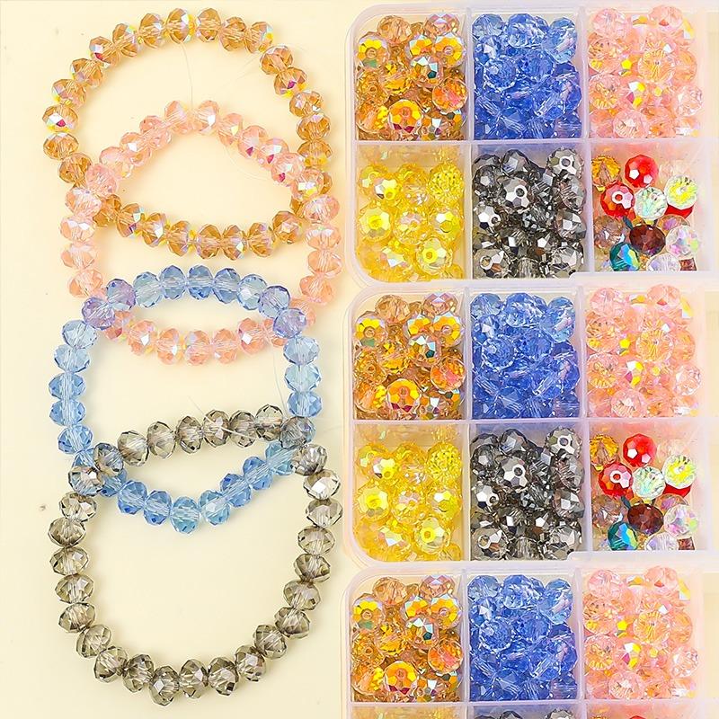 100Pcs Fashion Round Crystal Glass Loose Beads Colorful Crystal Beads for Jewelry Making DIY Handmade Glass Beading Accessories
