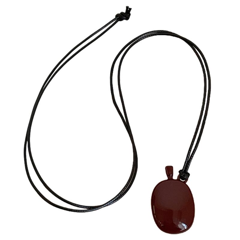 Modische Aventurin Schnalle Anhänger Halskette Accessoire mit verstellbarer Länge Lederband für Männer und Frauen täglicher Gebrauch