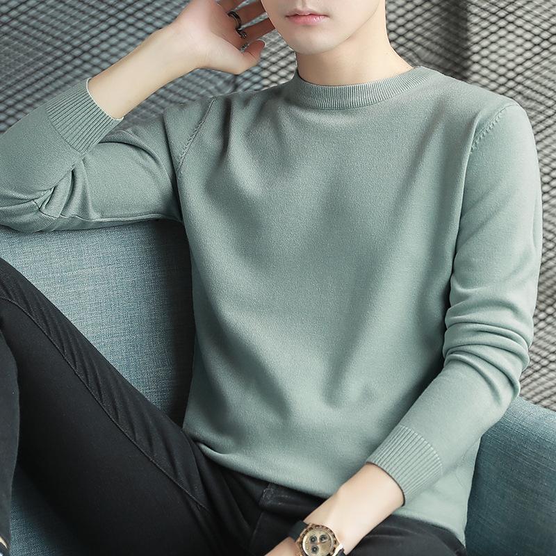 Men S Solid Color Long Sleeve Knit Pullover Sweater