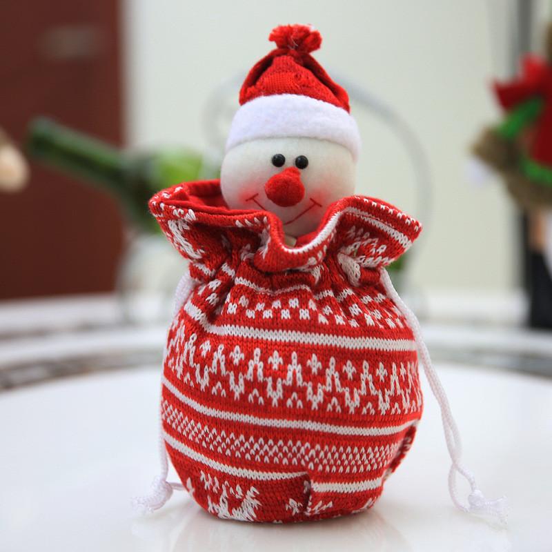 Decorative Knitted Apple Gift Bags For Christmas Featuring Fun Snowman Santa And Bear Designs