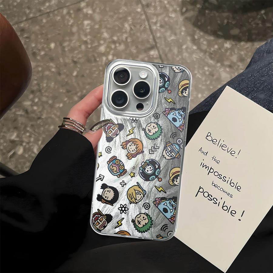 Cute Cartoon One Piece Phone Case for iPhone 17 Air 12 14 16e 14 Plus 11 15 13 Pro 16 Pro Max Black Soft Shell