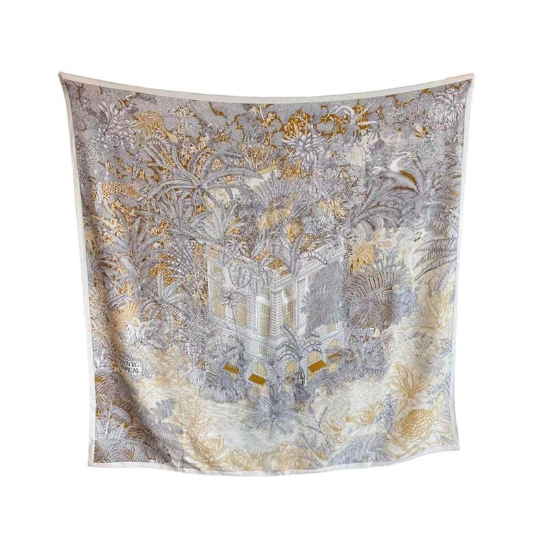NINA SOLOR Soft Silk Wool Square Scarf Shawl