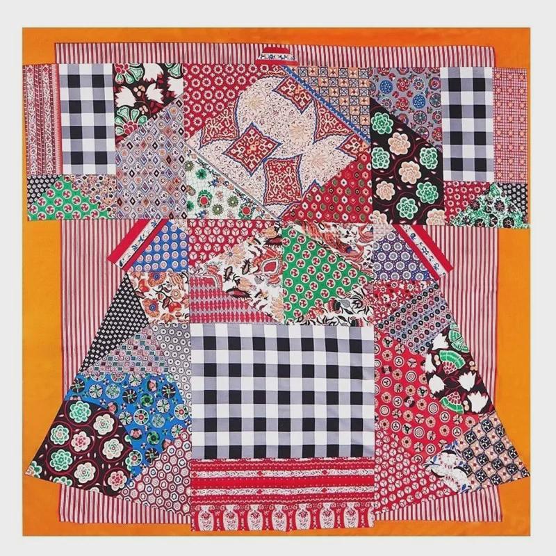 "New European and American Jungle Floral Bird Print 130cm Silk Twill Satin Square Scarf Shawl"