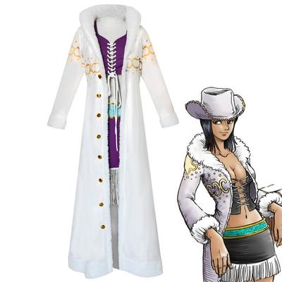 ONE PIECE Robin Cosplay Costume Fur Collar Jacket One Piece Nicole Robin Cosplay Costume Halloween