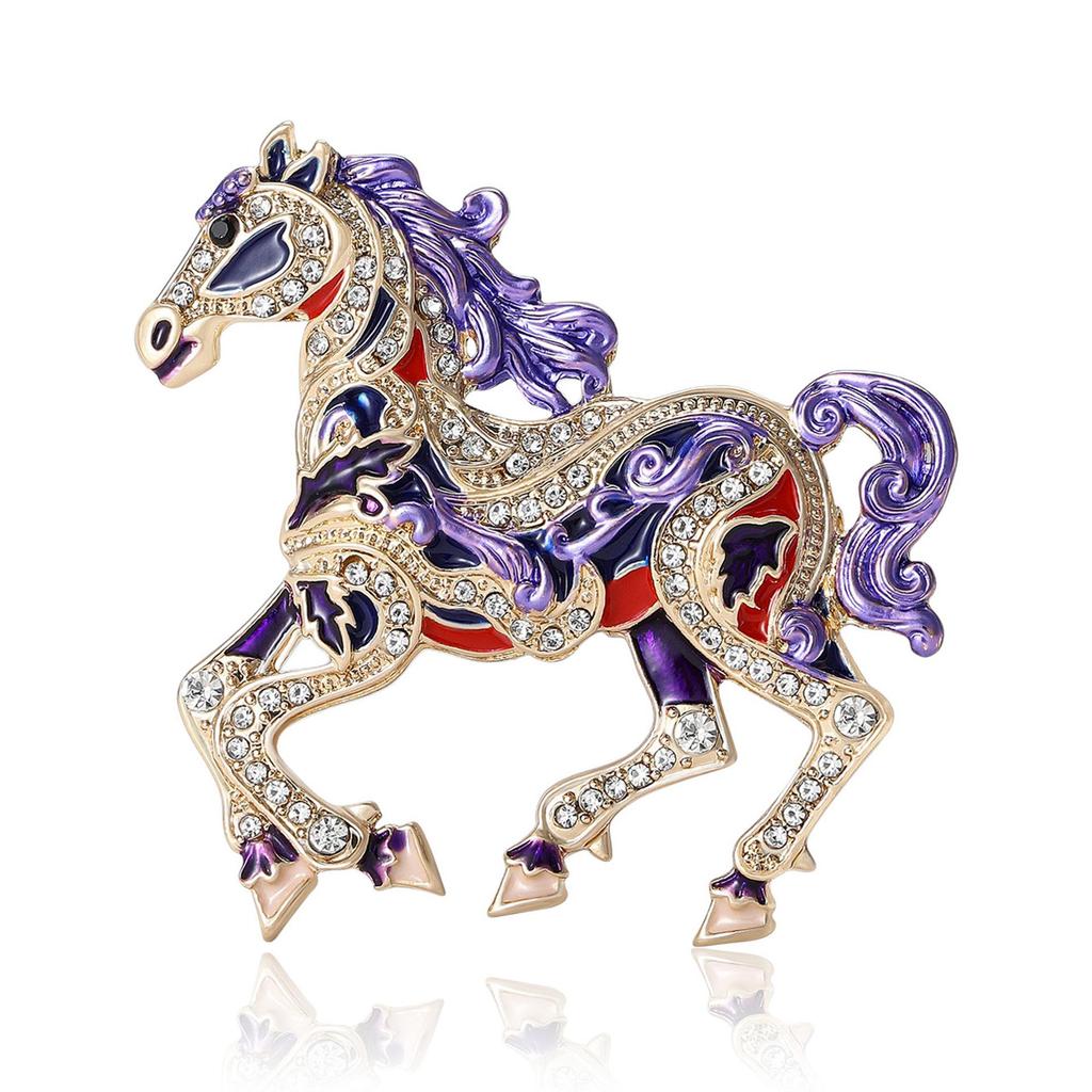 Running Horse Brooch for Women Enamel Animal Party Banquet Pins