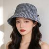 New Minimalist Checkered Women's Bucket Hat: Slimming Wide Brim UV Protection Sun Protection