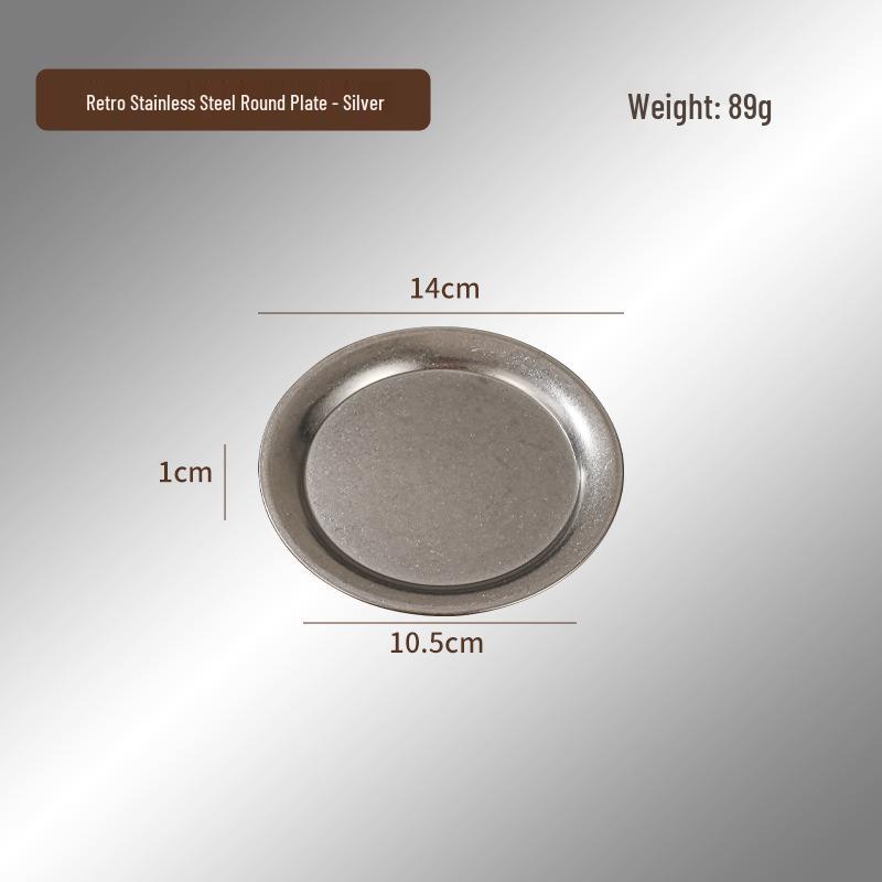 Retro Stainless Steel Distressed Round Tray for Grills and Desserts