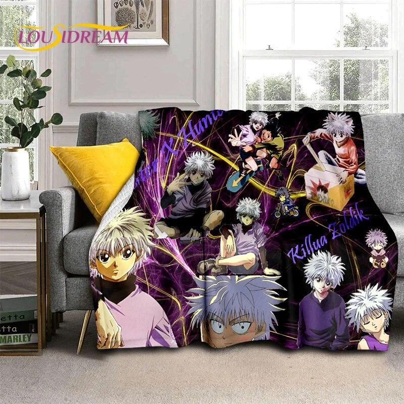 Cartoon HD HxH Anime Hunter×Hunter Blanket,Soft Throw Blanket for Home Bedroom Bed Sofa Picnic Travel Office Cover Blanket Kids