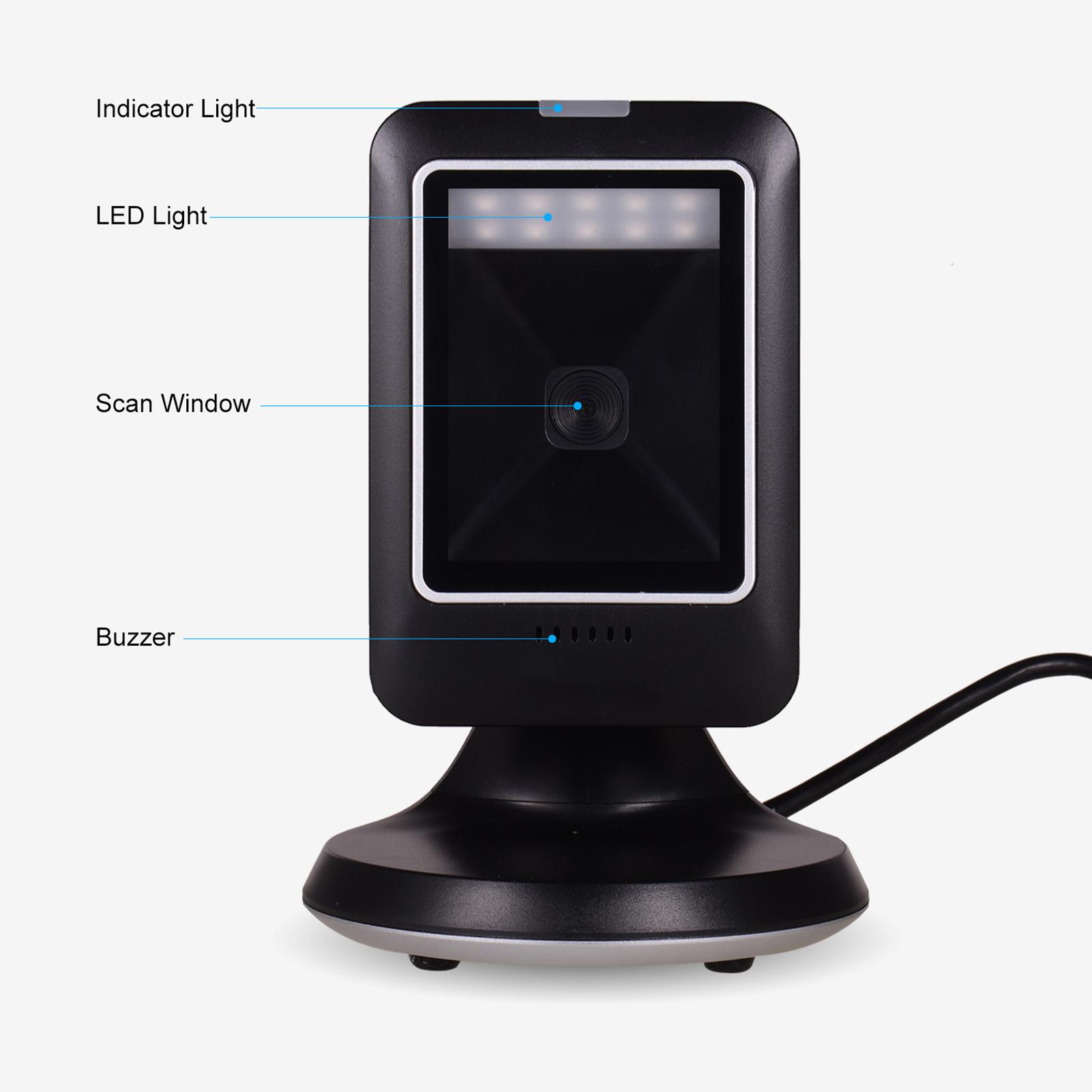 

Настольный сканер штрих-кодов с широкоугольным объективом, USB-подключение, считыватель 1D, 2D, QR-кодов для мобильных платежей