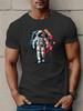 Unisex Astronaut Mond Stern Print Kurzarm T-Shirt, Rundhals T-Shirt Freizeitkleidung, Sommerurlaubsgeschenk