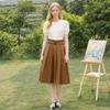 Wei Mei 100% Cotton Pleated Midi Skirt for Women - Autumn Collection