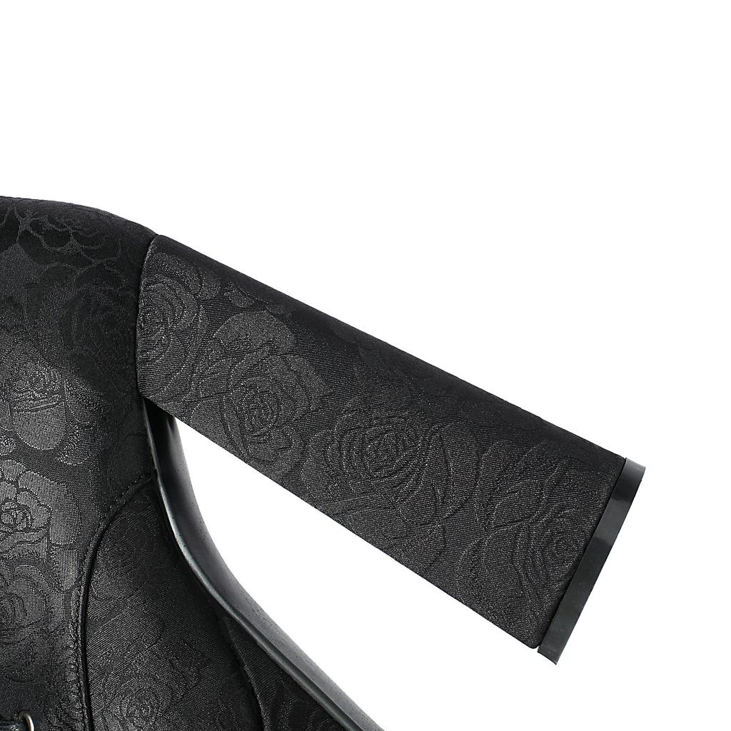 2025 New Ankle Platform Boots for Women Chunky Block High Heels Size 44 Autumn Winter Shoes Floral Cloth Patchwork Leather